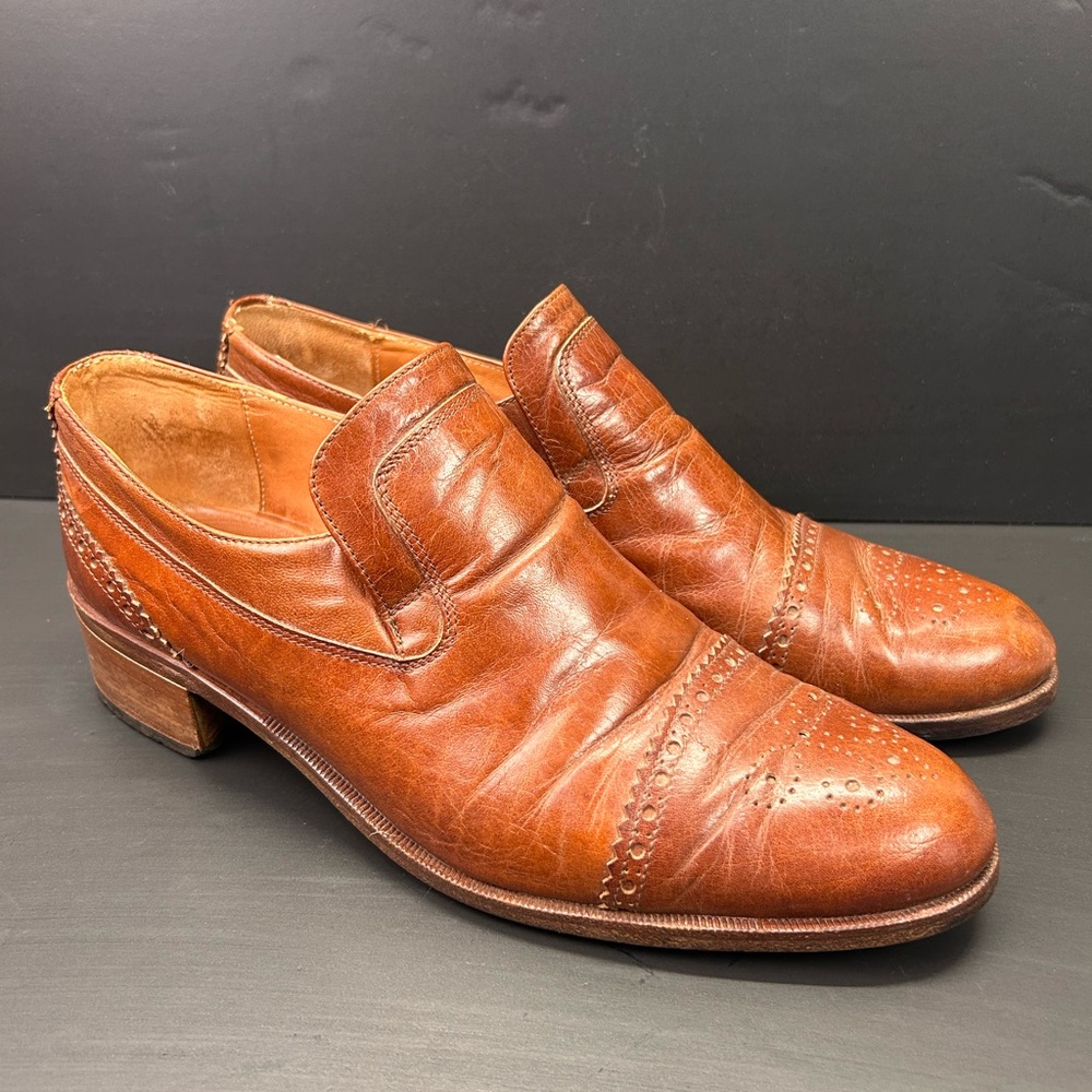 Vintage Vero Cuoio Mondello Mens Loafers Italian Leather Shoes Size 44